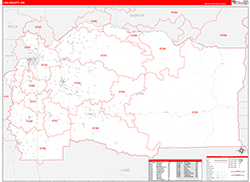 Linn County, OR Wall Map Zip Code Red Line Style 2026