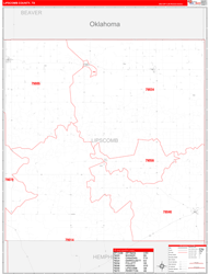 Lipscomb County, TX Wall Map Zip Code Red Line Style 2024
