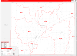 Logan County, CO Wall Map Zip Code Red Line Style 2024