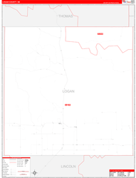 Logan County, NE Wall Map Zip Code Red Line Style 2024
