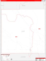 Loup County, NE Wall Map Zip Code Red Line Style 2024