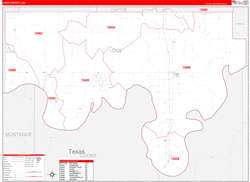 Love County, OK Wall Map Zip Code Red Line Style 2024