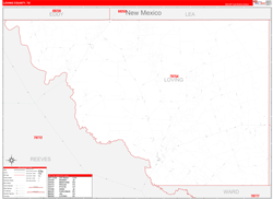 Loving County, TX Wall Map Zip Code Red Line Style 2024