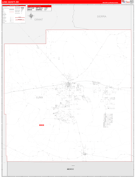 Luna County, NM Wall Map Zip Code Red Line Style 2024