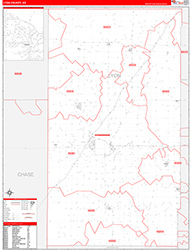 Lyon County, KS Wall Map Zip Code Red Line Style 2026
