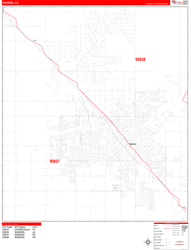 Madera County, CA Wall Map Zip Code Red Line Style 2024