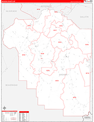 Madison County, MT Wall Map Zip Code Red Line Style 2026