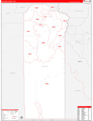Malheur County, OR Wall Map Zip Code Red Line Style 2024