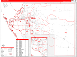 Manatee County, FL Wall Map Zip Code Red Line Style 2026