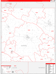Marion County, IA Wall Map Zip Code Red Line Style 2026