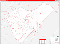 Mariposa County, CA Wall Map Zip Code Red Line Style 2026