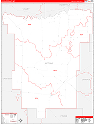 McCone County, MT Wall Map Zip Code Red Line Style 2026