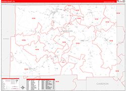 McKean County, PA Wall Map Zip Code Red Line Style 2026