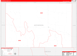 McPherson County, NE Wall Map Zip Code Red Line Style 2023