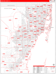 Miami-Dade County, FL Zip Code Map