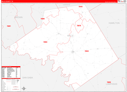 Mills County, TX Zip Code Map