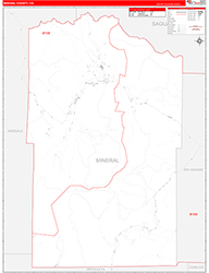 Mineral County, CO Wall Map Zip Code Red Line Style 2026