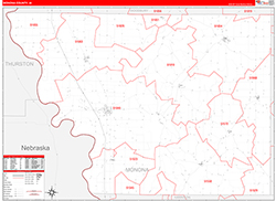 Monona County, IA Wall Map Zip Code Red Line Style 2026