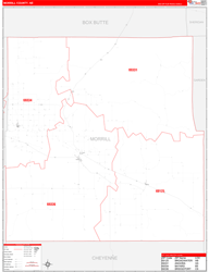 Morrill County, NE Wall Map Zip Code Red Line Style 2023