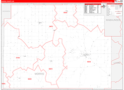 Morris County, KS Wall Map Zip Code Red Line Style 2026