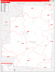 Morrow County, OH Wall Map Zip Code Red Line Style 2024