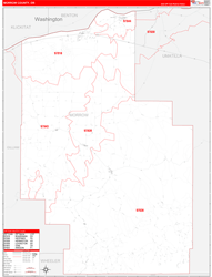 Morrow County, OR Wall Map Zip Code Red Line Style 2024