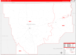 Musselshell County, MT Wall Map Zip Code Red Line Style 2023
