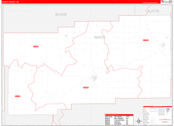Nance County, NE Wall Map Zip Code Red Line Style 2023