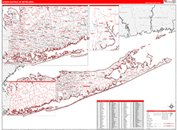 Nassau-Suffolk County, NY Zip Code Wall Map