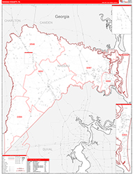 Nassau County, FL Wall Map Zip Code Red Line Style 2026