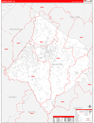 Newton County, GA Wall Map Zip Code Red Line Style 2026