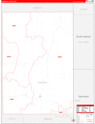 Niobrara County, WY Wall Map Zip Code Red Line Style 2024
