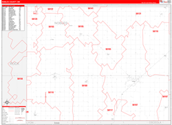 Nobles County, MN Wall Map Zip Code Red Line Style 2024