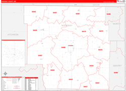 Nodaway County, MO Wall Map Zip Code Red Line Style 2024