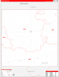 Norton County, KS Wall Map Zip Code Red Line Style 2024