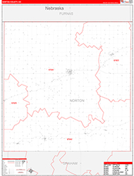 Norton County, KS Wall Map Zip Code Red Line Style 2026