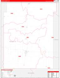 Nowata County, OK Wall Map Zip Code Red Line Style 2024