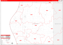 Oceana County, MI Wall Map Zip Code Red Line Style 2024