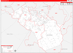 Oconee County, GA Wall Map Zip Code Red Line Style 2026