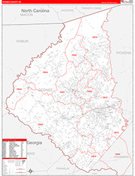 Oconee County, SC Wall Map Zip Code Red Line Style 2026
