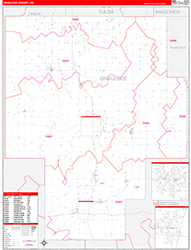 Okmulgee County, OK Wall Map Zip Code Red Line Style 2026