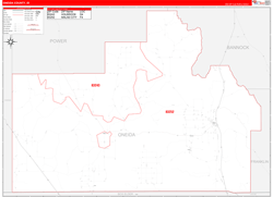 Oneida County, ID Wall Map Zip Code Red Line Style 2024