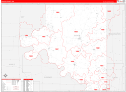 Osage County, OK Wall Map Zip Code Red Line Style 2024