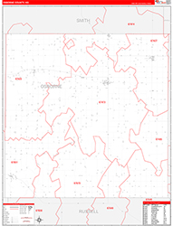 Osborne County, KS Wall Map Zip Code Red Line Style 2026