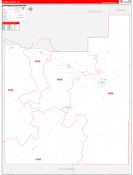 Otero County, CO Wall Map Zip Code Red Line Style 2024