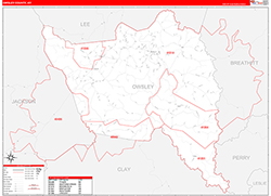 Owsley County, KY Wall Map Zip Code Red Line Style 2026