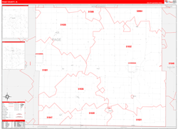 Page County, IA Wall Map Zip Code Red Line Style 2024