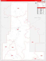 Park County, MT Wall Map Zip Code Red Line Style 2023