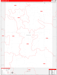Perkins County, SD Wall Map Zip Code Red Line Style 2024