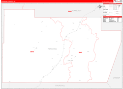 Pershing County, NV Wall Map Zip Code Red Line Style 2024